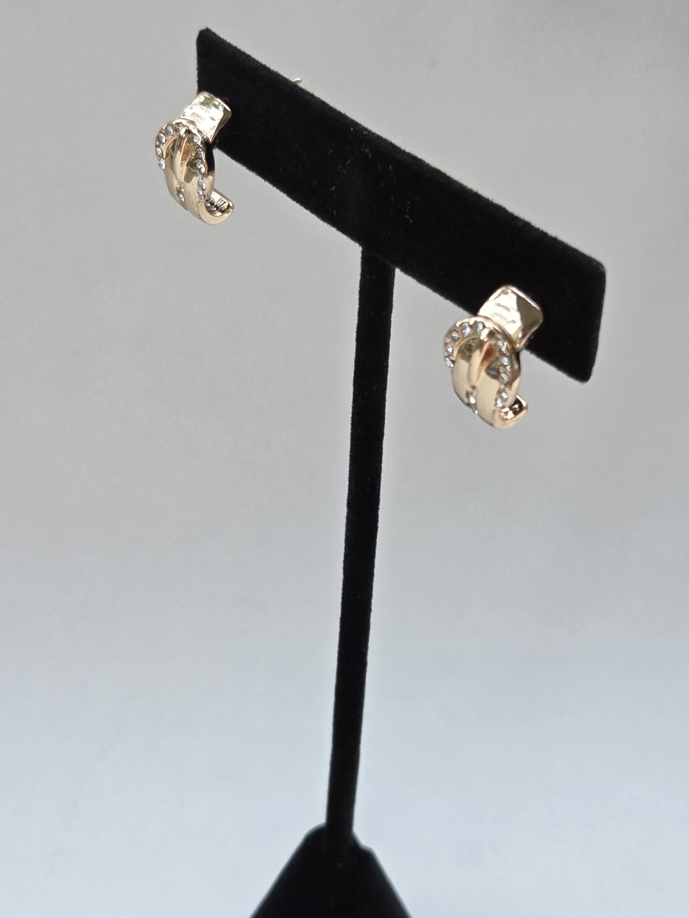 Gold-Tone Hoop Earrings with Crystal Accent Buckles